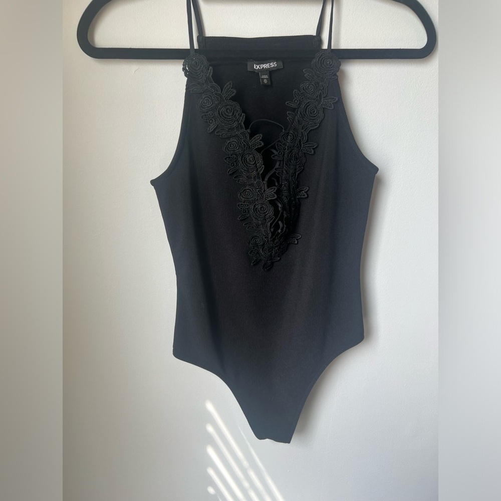 Express Black Floral Lace Camisole Bodysuit Size XS / P